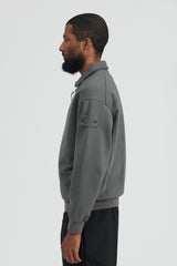 624F3 GHOST PIECE Dense Cotton Fleece Full Zip Sweatshirt - Dark Grey