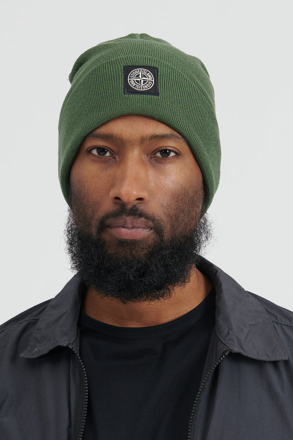 N03D7 Pure Light Wool Rib Beanie Hat - Olive