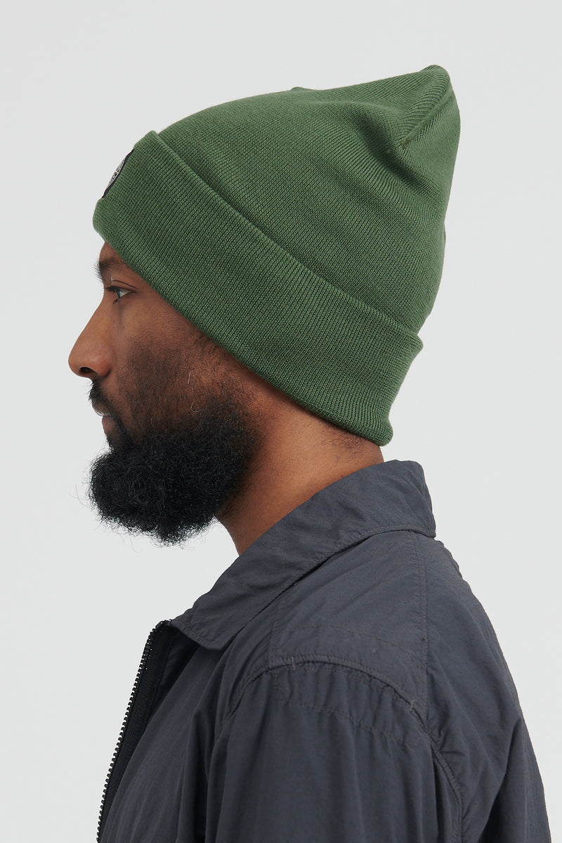 N03D7 Pure Light Wool Rib Beanie Hat - Olive