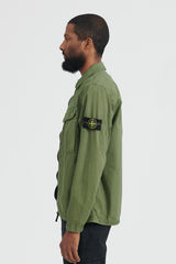 101WN Brushed Cotton Canvas Overshirt - Olive
