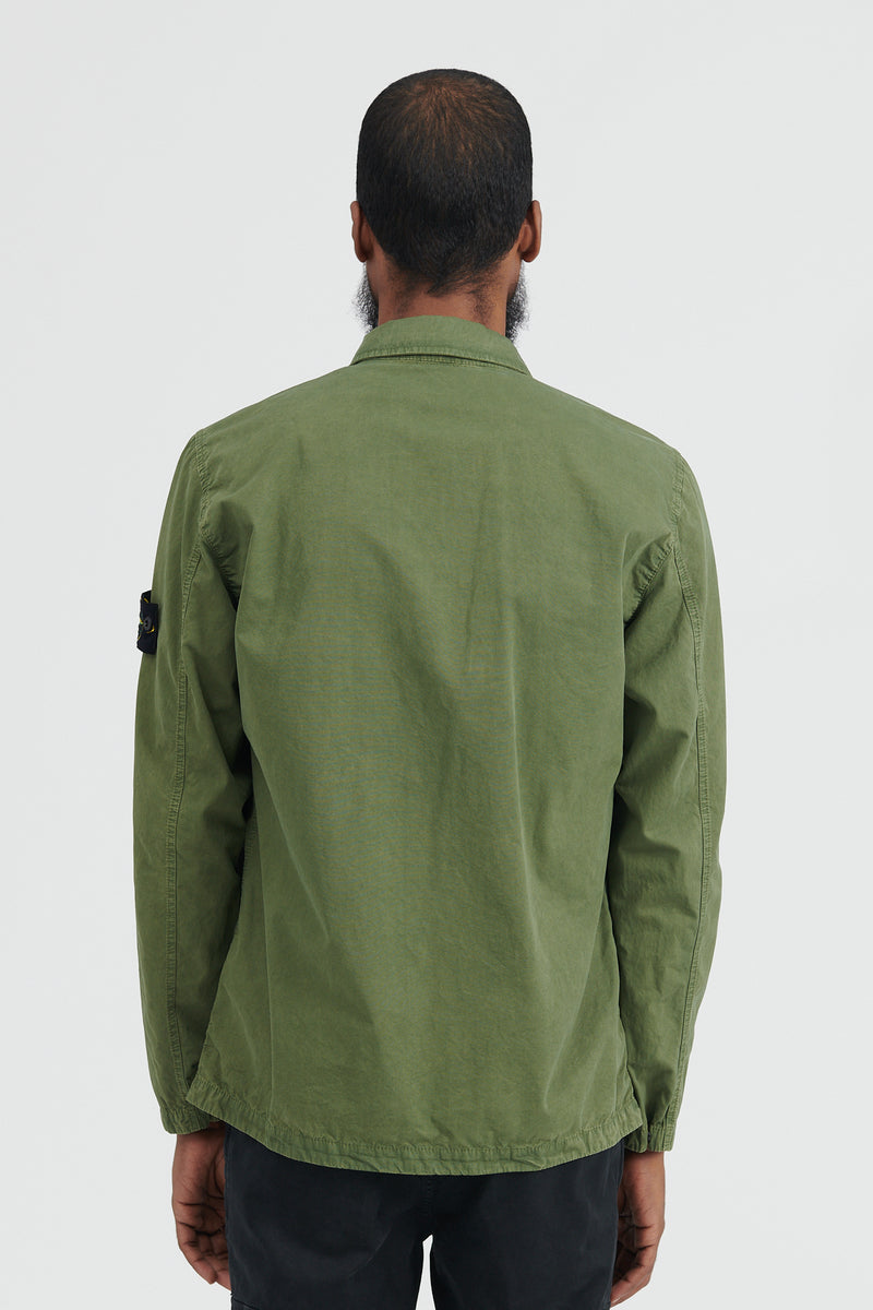 101WN Brushed Cotton Canvas Overshirt - Olive