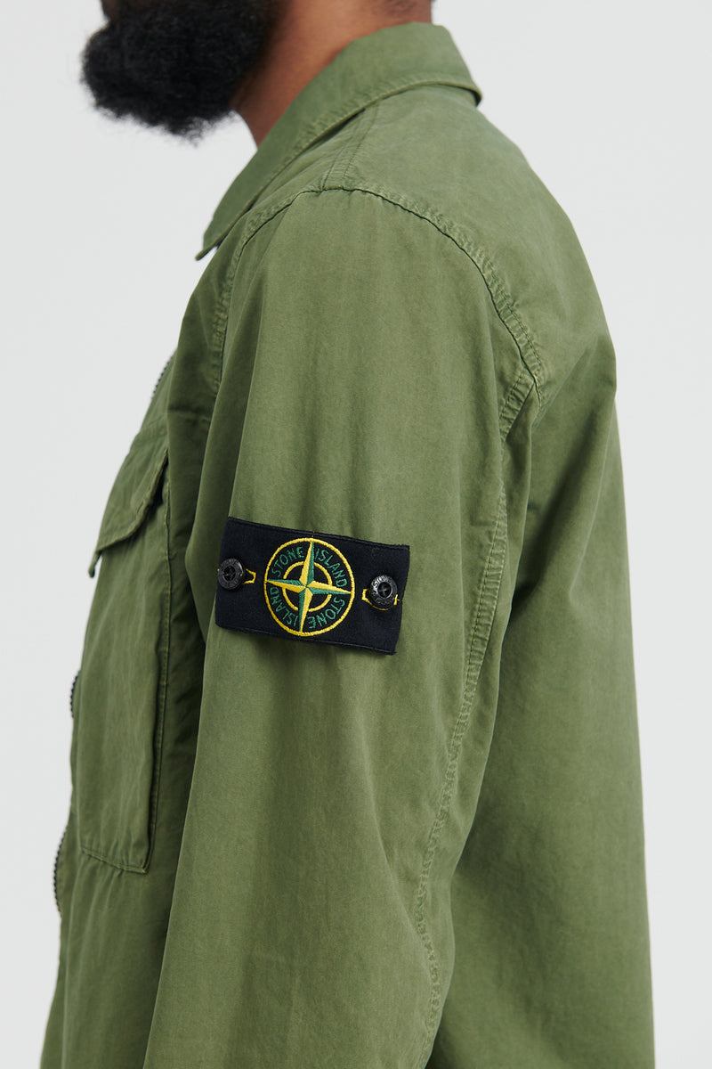 101WN Brushed Cotton Canvas Overshirt - Olive