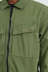 101WN Brushed Cotton Canvas Overshirt - Olive