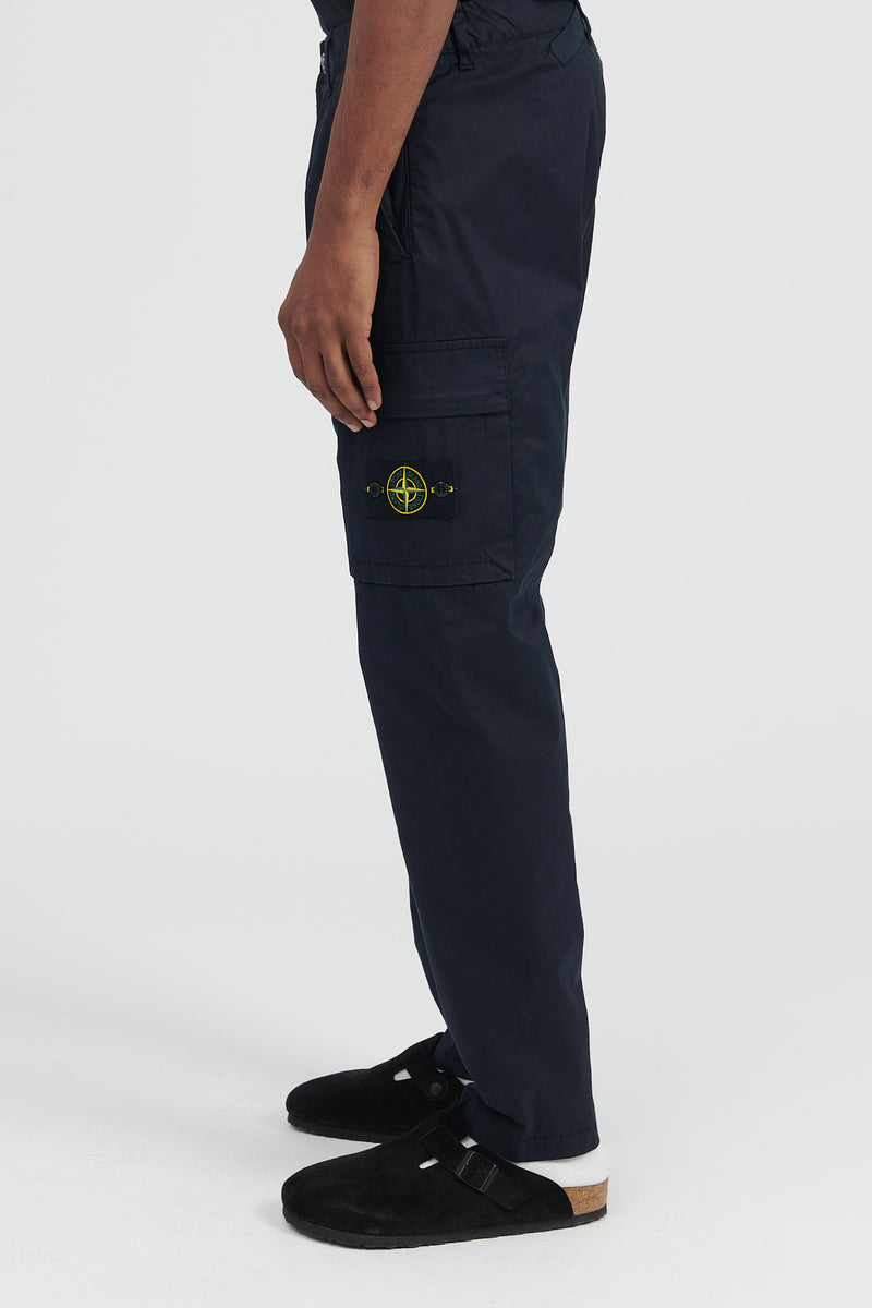32310 Stretch Cotton Gabardine Cargo Pants - Navy Blue