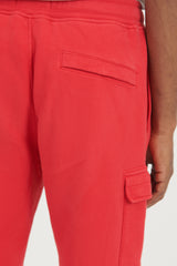 64720 Brushed Cotton Fleece Cargo Jogger Sweat Pants FW22 - Red