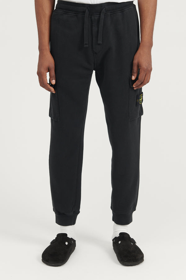 64720 Brushed Cotton Fleece Cargo Jogger Sweat Pants - Black