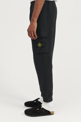 64720 Brushed Cotton Fleece Cargo Jogger Sweat Pants - Black