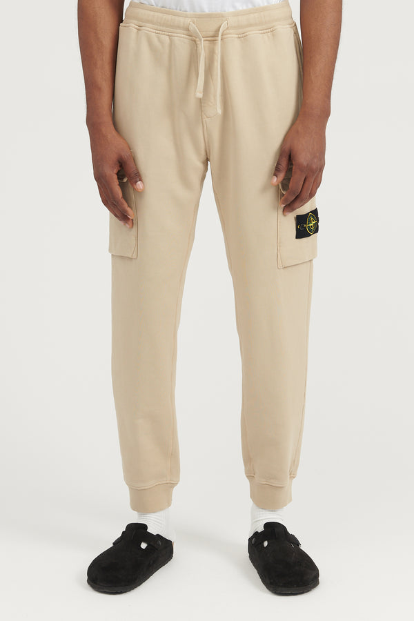 64720 Brushed Cotton Fleece Cargo Jogger Sweat Pants - Beige