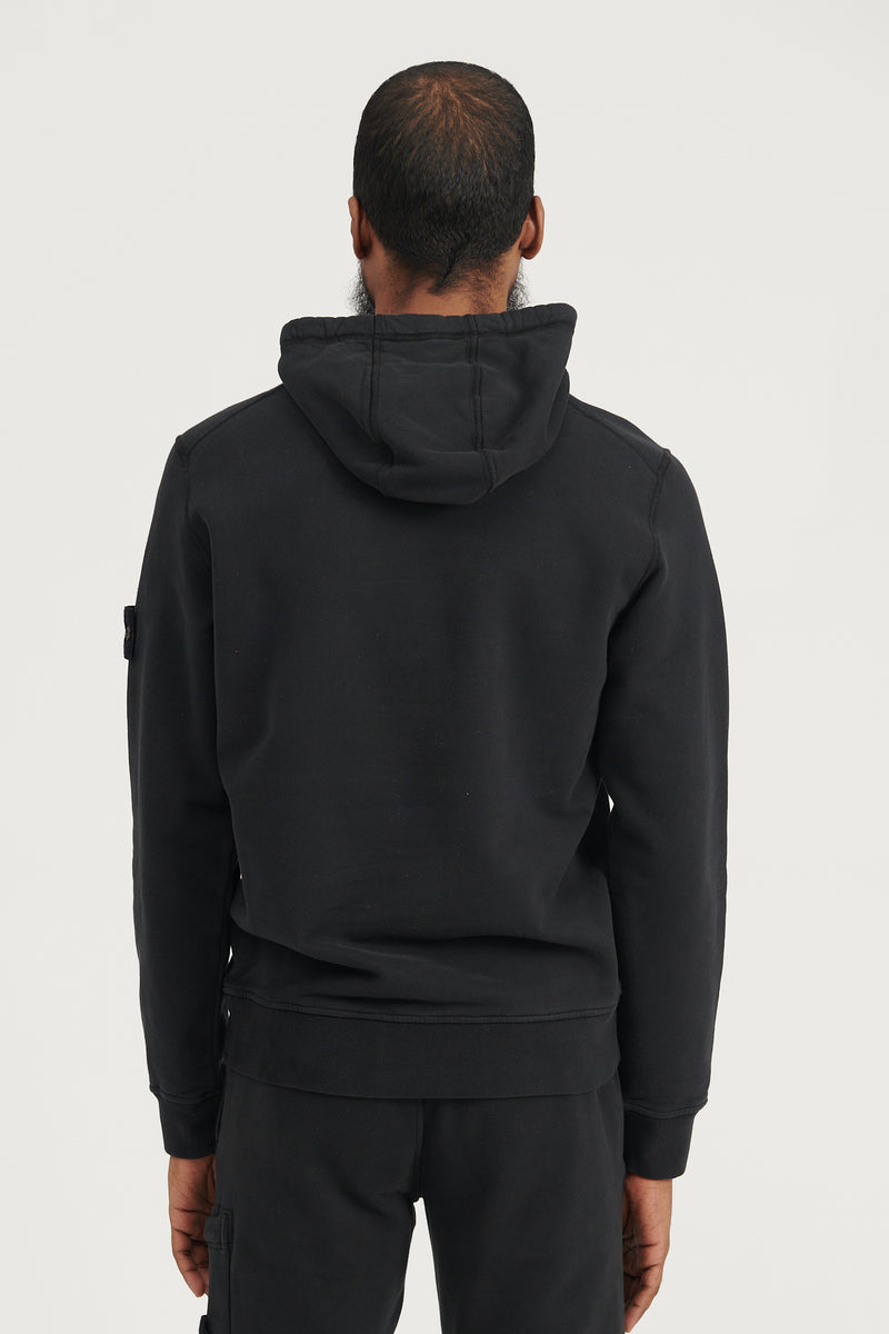 64120 Brushed Cotton Fleece Hooded Sweatshirt  - Black