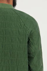 62134 Cotton Fleece + Quilted Cupro Crewneck Sweatshirt - Olive