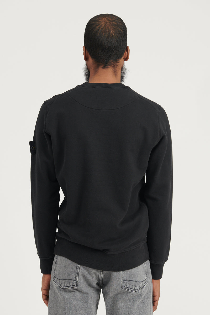 63020 Brushed Cotton Fleece Crewneck Sweatshirt FW22 - Black