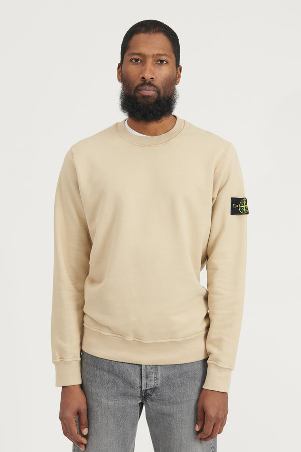 63020 Brushed Cotton Fleece Crewneck Sweatshirt - Beige