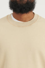 63020 Brushed Cotton Fleece Crewneck Sweatshirt - Beige