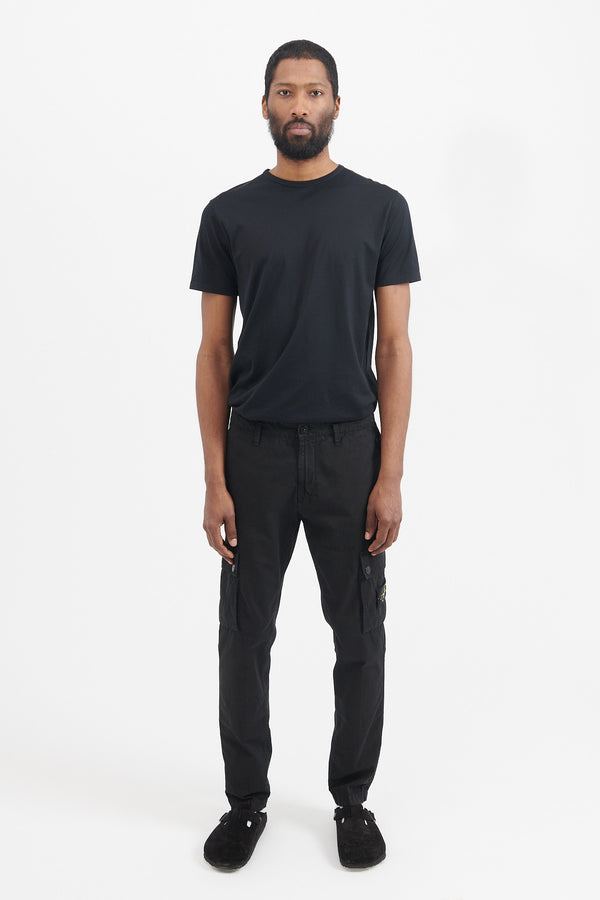 303WA Brushed Cotton Canvas Slim Cargo Pants - Black