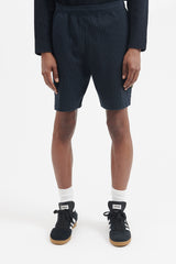 65756 Cotton Nylon Ribbed Fleece Bermuda Shorts - Navy Blue