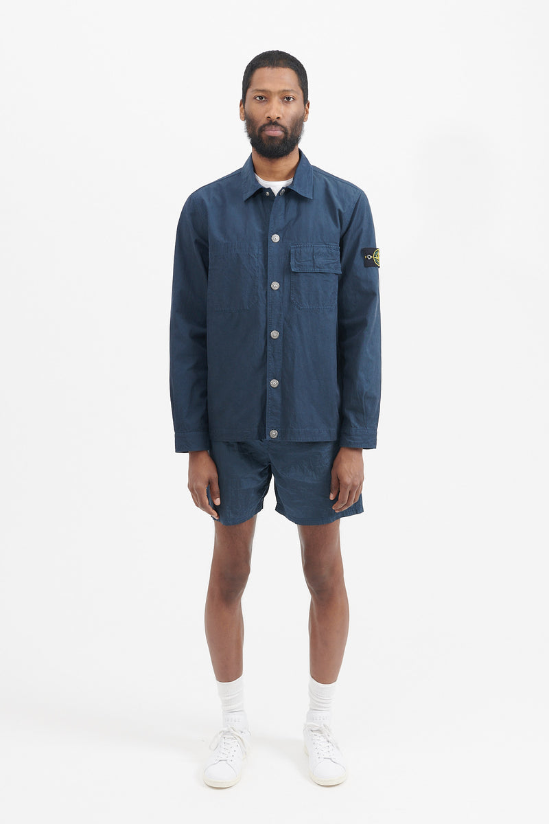 11729 Cupro Cotton Twill Overshirt - Dark Blue