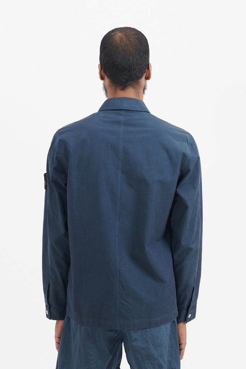 11729 Cupro Cotton Twill Overshirt - Dark Blue