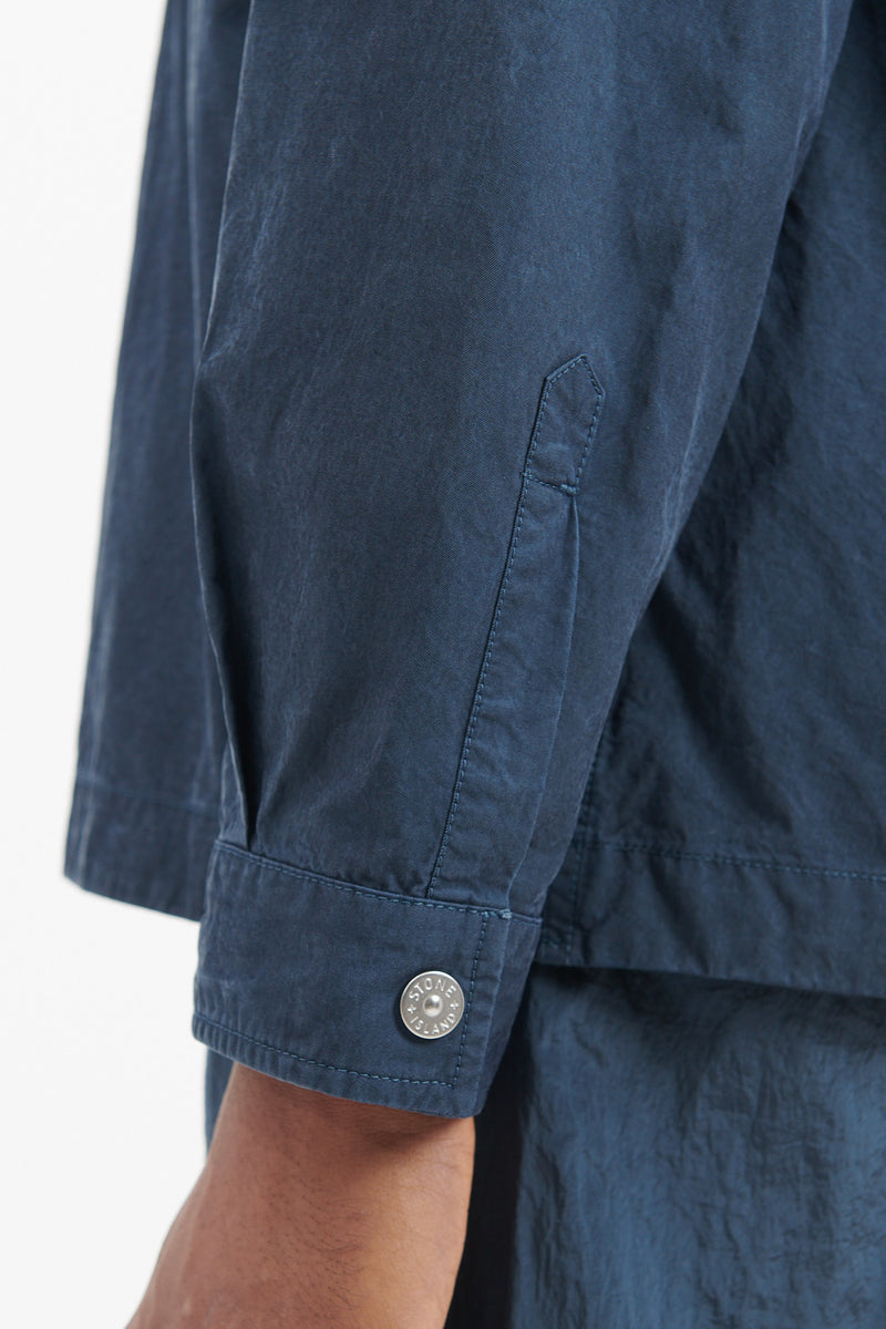 11729 Cupro Cotton Twill Overshirt - Dark Blue