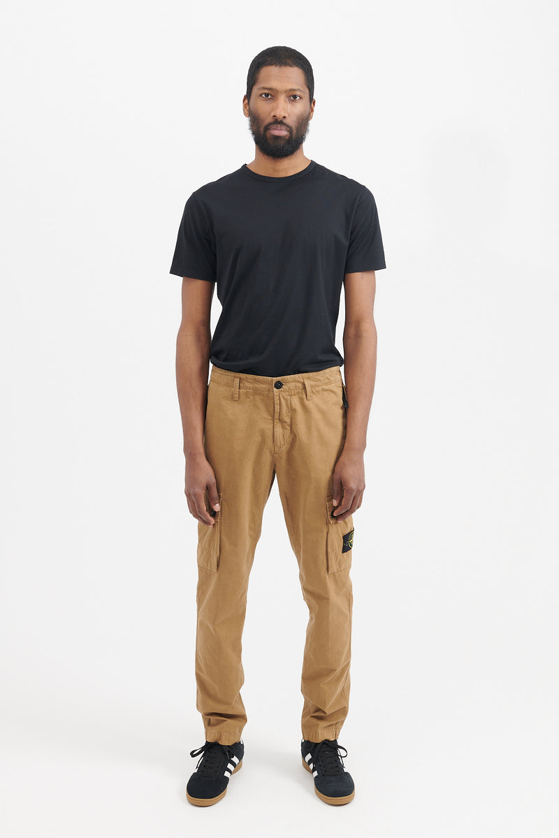 303WA Brushed Cotton Canvas Slim Cargo Pants - Dark Beige
