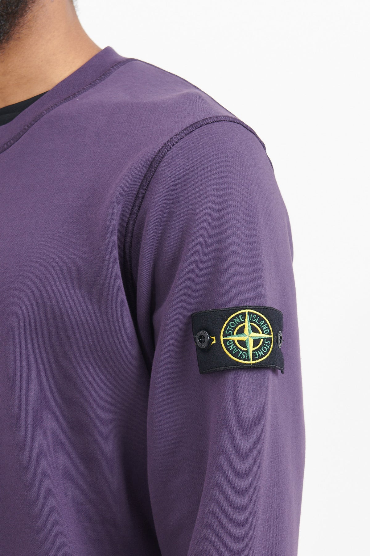【Stone 】Cotton Fleece Crewneck Sweatshirt 63051 Stone Island 63051 Compass Cotton Sweatshirt | Grey | FARFETCH