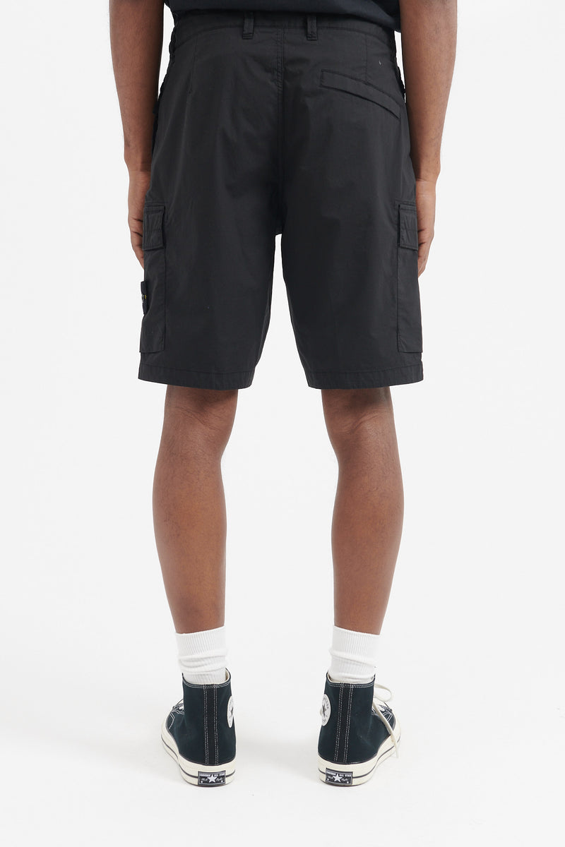 L0803 Stretch Cotton Tela Paracadute Bermuda Shorts Regular - Black