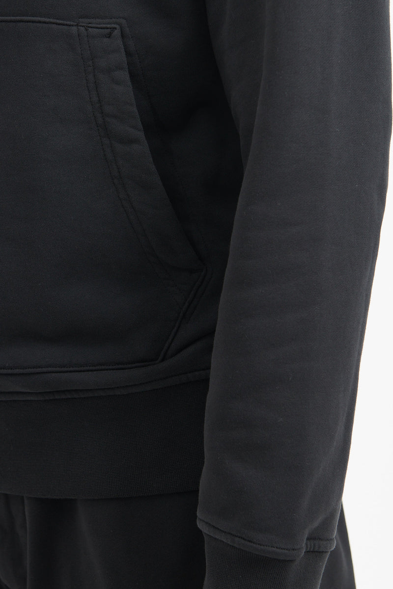 64151 Cotton Fleece Garment Dyed Hooded Sweatshirt - Black