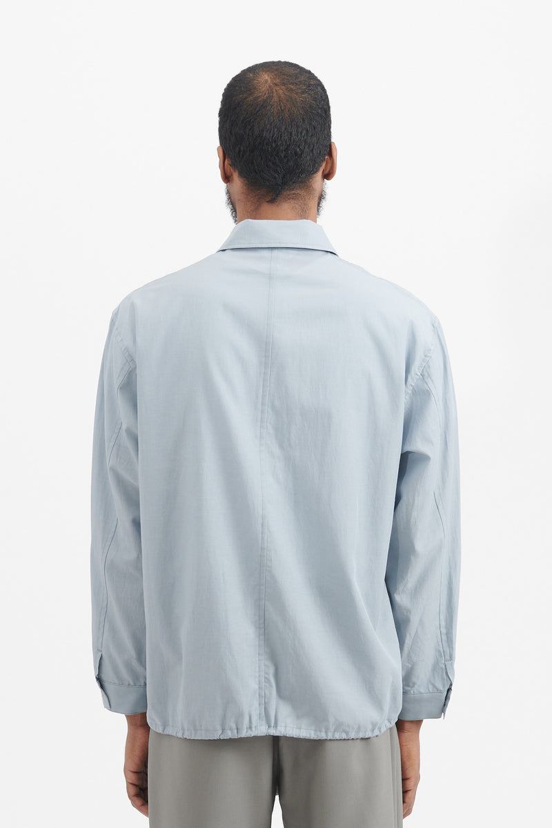 Cupro Mixed Coach Jacket - Blue Grey