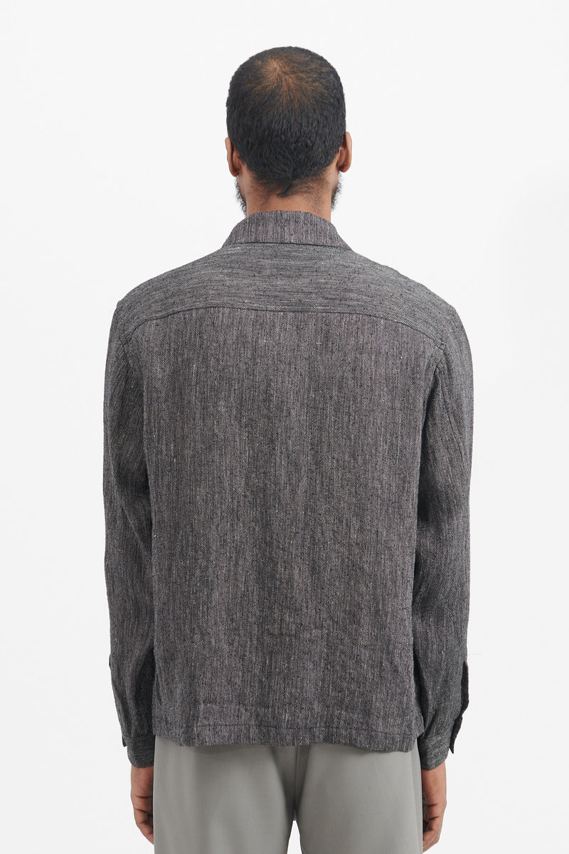 Linen Shirt Jacket - Charcoal