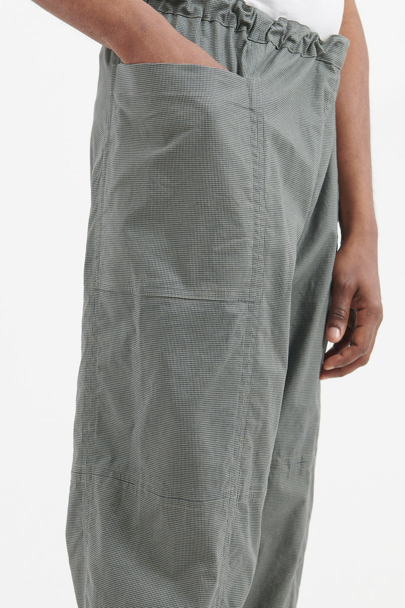 Pin Plaid Reversible Seam Taped Easy Pants - Olive