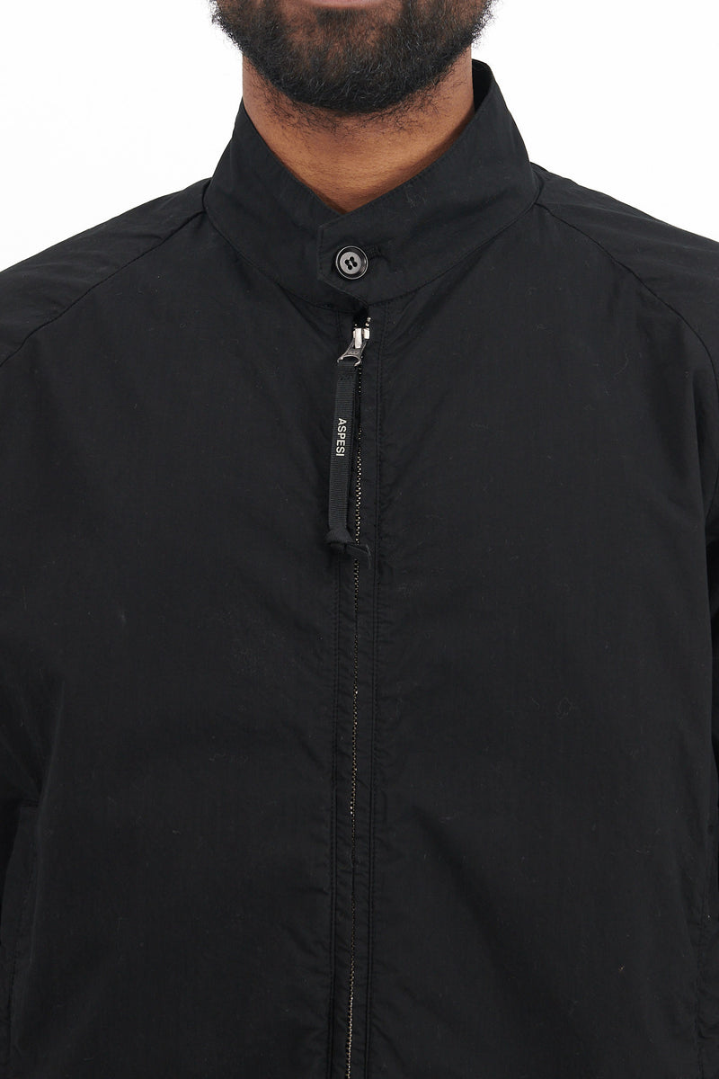 Light Cotton Zip Jacket - Black