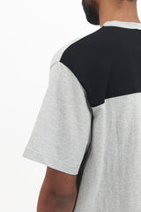 Short Sleeve Crew Neck Stripe Pullover Derabe Jersey - Medium Grey/Black