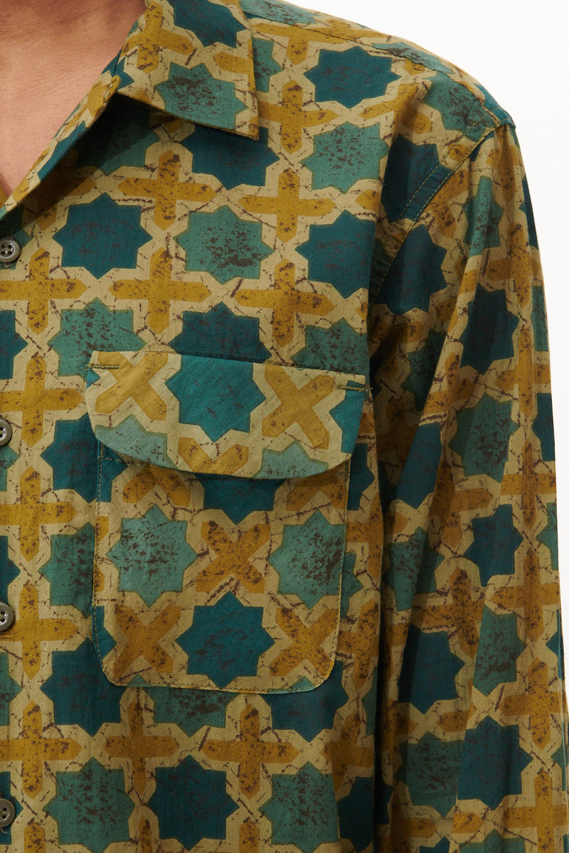 Classic Shirt - Olive Cotton Cross Batik
