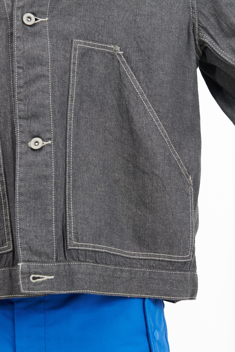 Short Jacket 8oz. Cotton Linen Denim - Charcoal