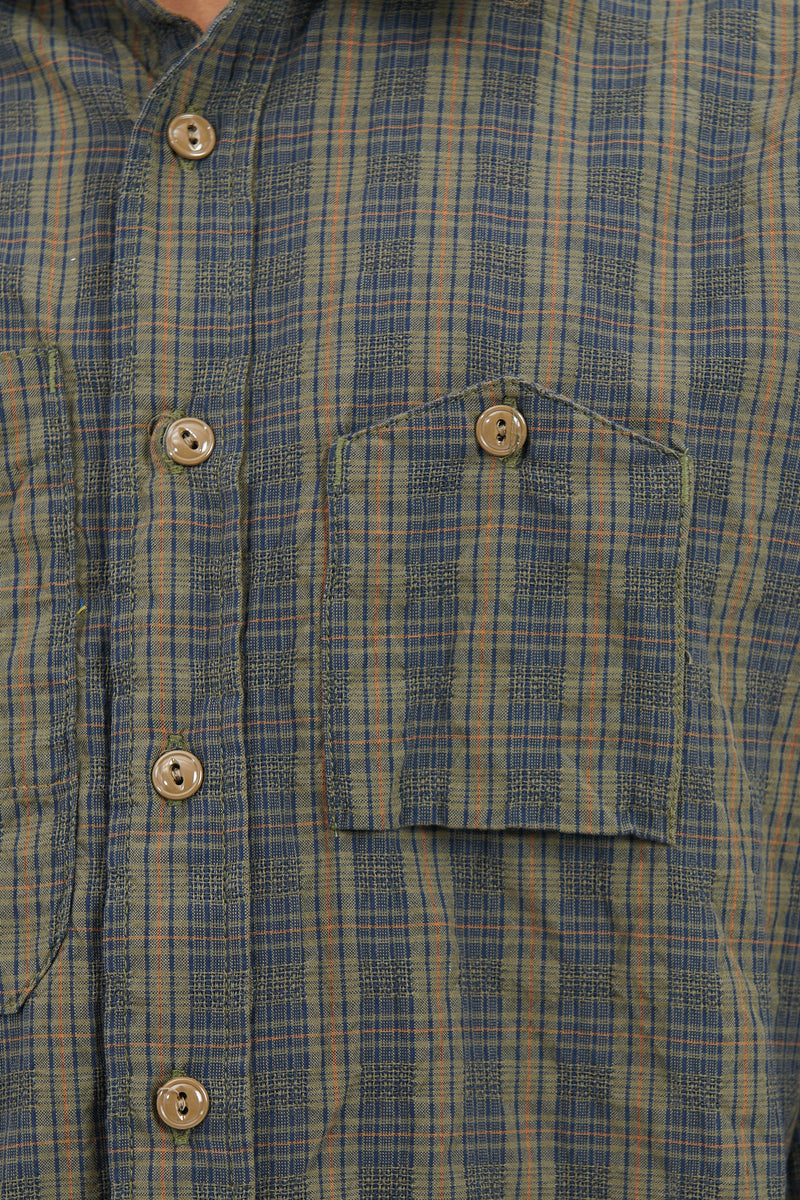 Work Shirt - Olive Small Seersucker Plaid