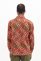 Classic Shirt - Pink/Olive Cotton Ethno Print