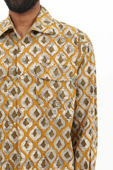 Ethnic Print Round Flap Pocket Shirt - Khaki