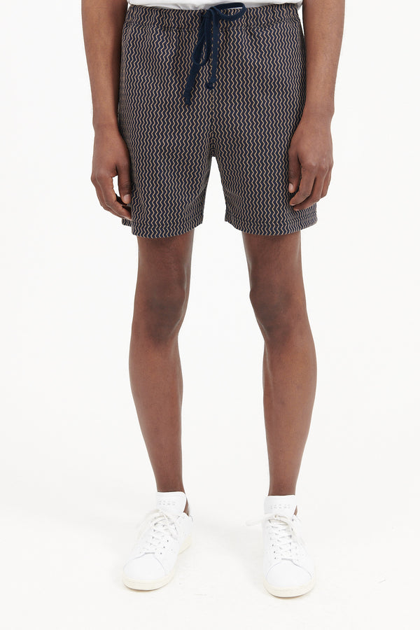 Zigzag Stripe Jacquard Athletic Shorts - Navy