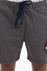 Zigzag Stripe Jacquard Athletic Shorts - Navy