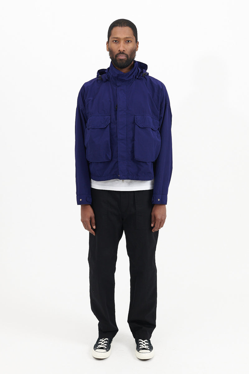 Nylon Hooded Zip Jacket - Blue