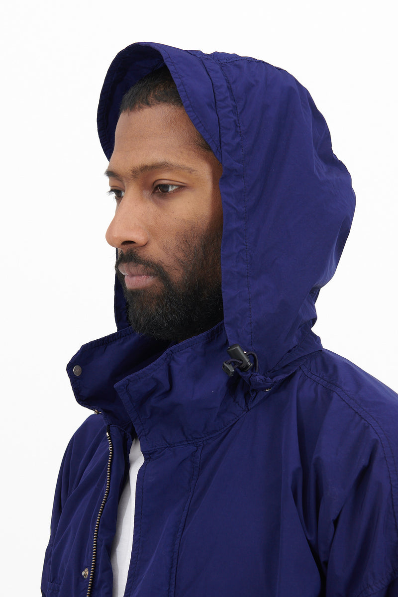 Nylon Hooded Zip Jacket - Blue