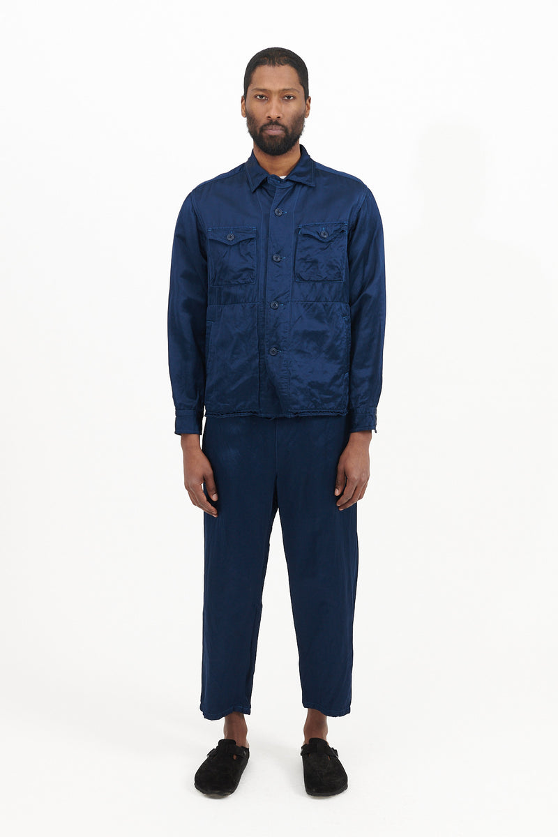 Garment Dyed Satin C.P.O. Shirt Jacket - Navy