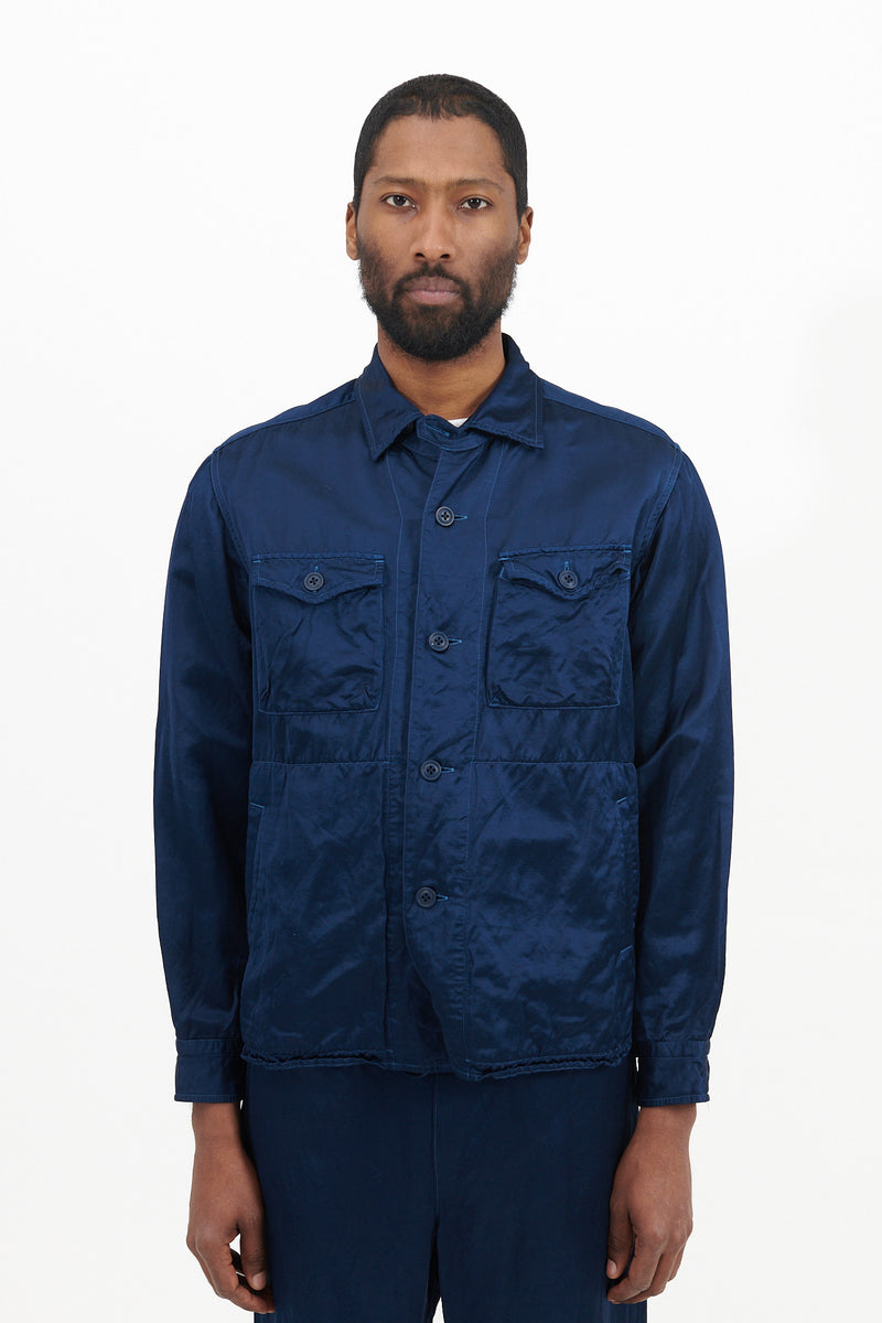 Garment Dyed Satin C.P.O. Shirt Jacket - Navy – M5 Shop