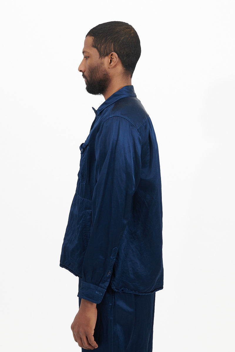Garment Dyed Satin C.P.O. Shirt Jacket - Navy – M5 Shop