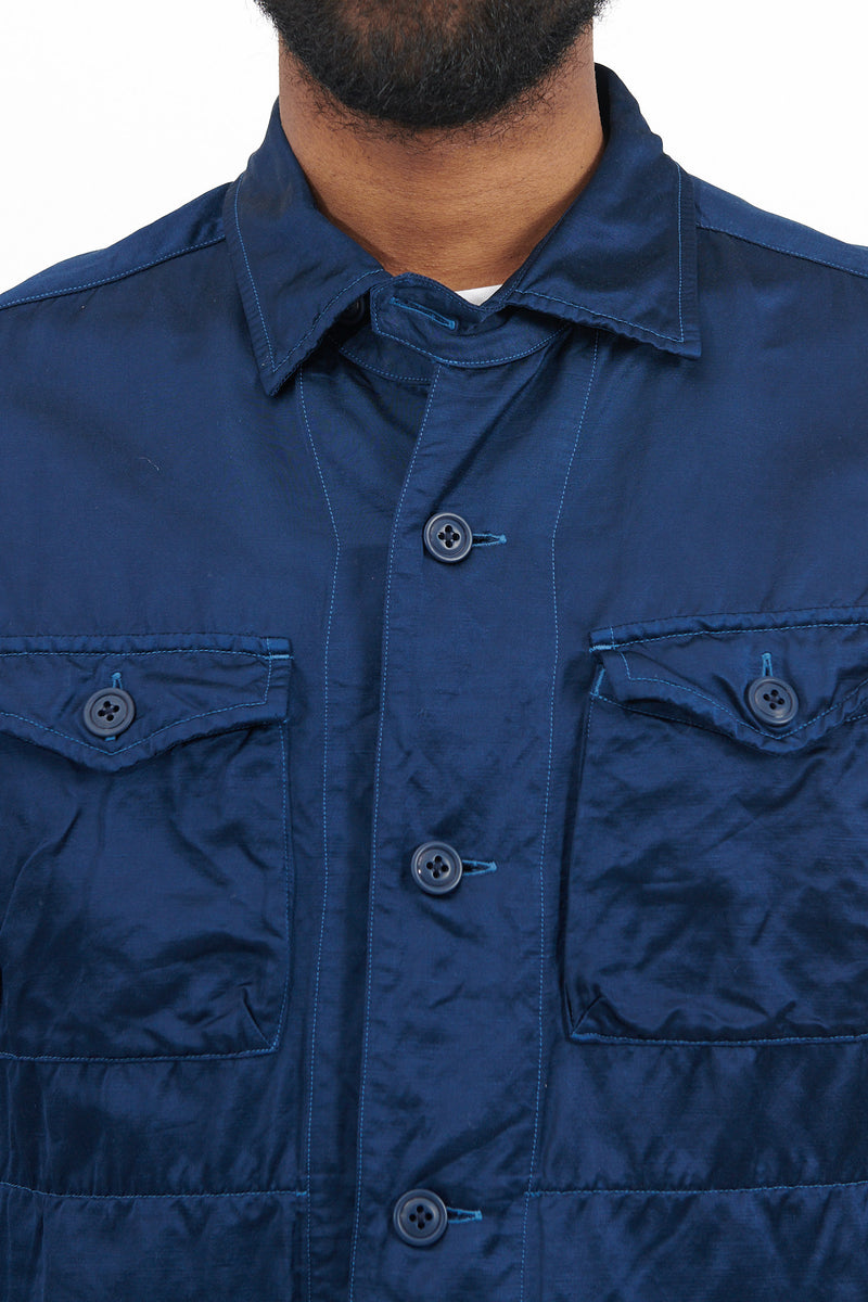 Garment Dyed Satin C.P.O. Shirt Jacket - Navy
