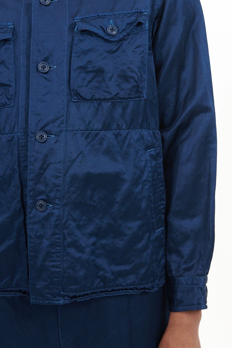 Garment Dyed Satin C.P.O. Shirt Jacket - Navy – M5 Shop