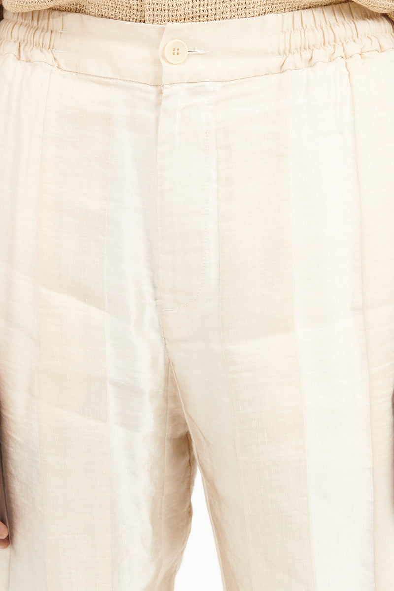 Ameo Regia Linen Viscose Striped Easy Pants - Ecru