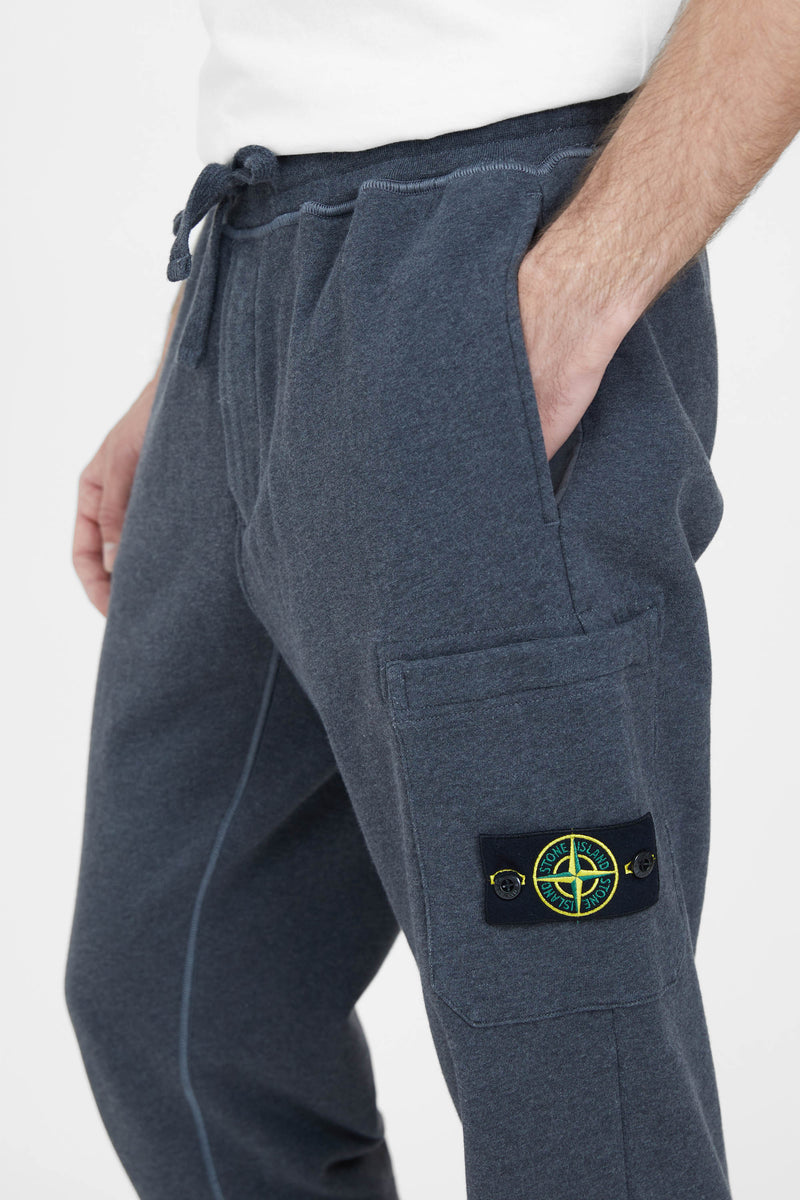 64551 Cotton Fleece Garment Dyed Cargo Sweat Pants - Melange Dark Grey