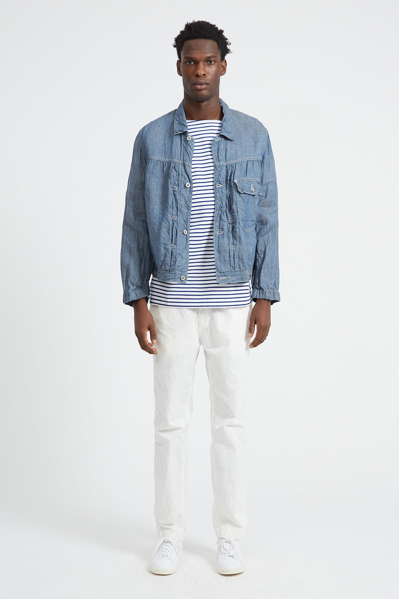 Short Jacket 6.5oz Linen Denim - Blue