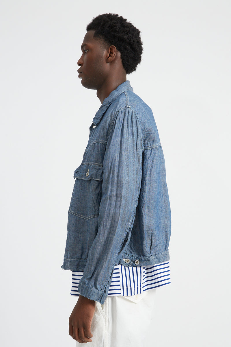 Short Jacket 6.5oz Linen Denim - Blue