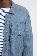 Short Jacket 6.5oz Linen Denim - Blue